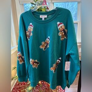 NWT Philosophy Holiday Gingerbread Sequin Women's Top